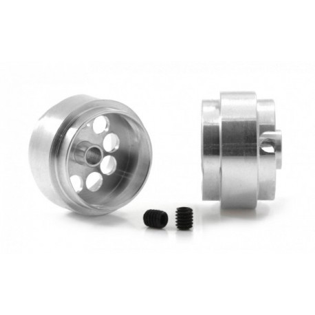 Aluminum wheel 16.2x10mm. Lightweight for 2.38mm axle. M2.5 screw