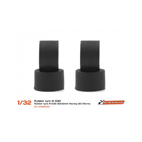 Pneu. Borracha A-S30 20x12mm Racing Slick (Shore 30) para Jantes de 15,8 a 17mm.