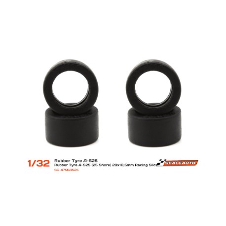 Rubber Tire A-S25 (Shore 25) 20x10.5mm Racing Slick for Rims from 15.8 to 17mm.