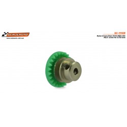 Crown 24d. In-Line in Green Nylon for 2.38mm shaft. M2.5 screw fixing