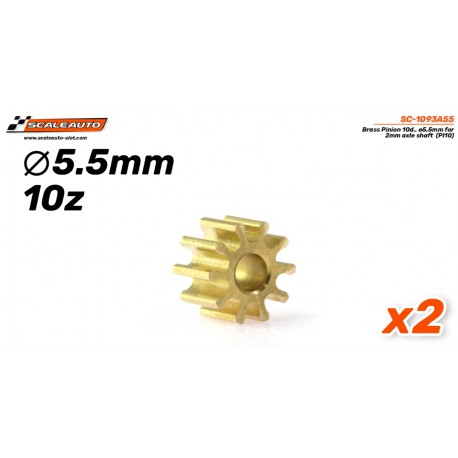10d sprocket Brass ø5,5mm for 2mm shaft.