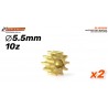 10d sprocket Brass ø5,5mm for 2mm shaft.