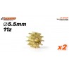 11d sprocket Brass ø5,5mm for 2mm shaft.