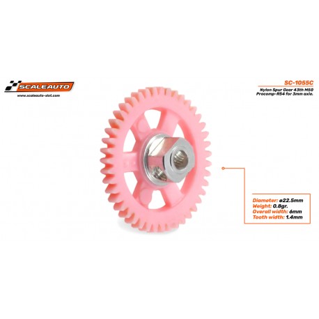 Coroa 43d. M50 Nylon Procomp-RS4 para eixo de 3mm.