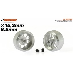 Jantes aluminio 16,2×8.5mm. Lightweight, eje 3/32 diam ext. 14mm.