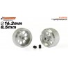 Llanta en aluminio 16,2X8,5 mm. Ligera, eje 3/32 diam ext. 14mm.