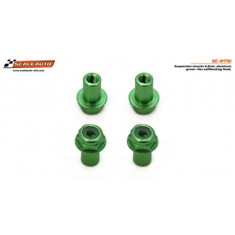 Bucha de fixação H 4,5 mm em alumínio verde com cabeça hexagonal autoblocante