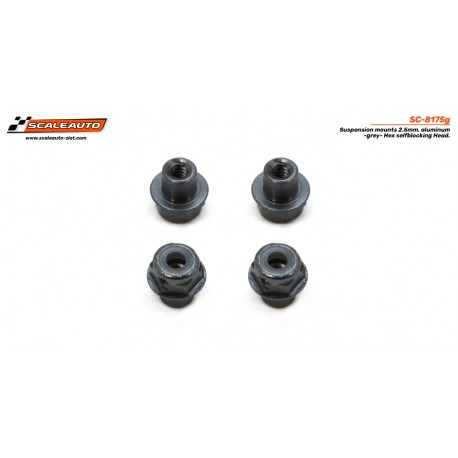 Bucha de fixação em alumínio cinzento H 2,5 mm com cabeça hexagonal autoblocante