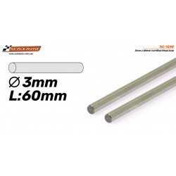Eixo de aço profissional de 3x60 mm. Temperado e calibrado.