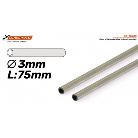 Eixo Pro Steel 3x75 mm. Oco, retificado e calibrado.