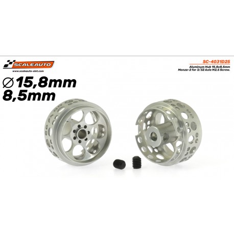 Jante aluminio 15.8x8.5mm. Monza-2 para Eje 3/32 Tornillo M2.5