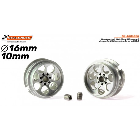 Jante Aluminio 16,0x10mm. AIR Monza-2 para Eje 3/32 con Tornillo M2,5.