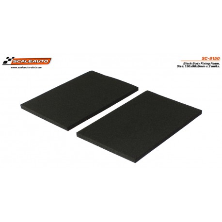 Espuma preta para fixação ao corpo. Dimensões: 130 x 80 x 5 mm x 2 unidades.