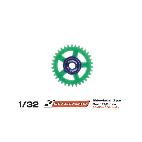 CREMALHEIRA 34d. Sidewinder Ø17.5mm Procomp-RS Nylon Verde para Eje 3/32 (2.38mm) y parafuso M2.SCALEAUTO