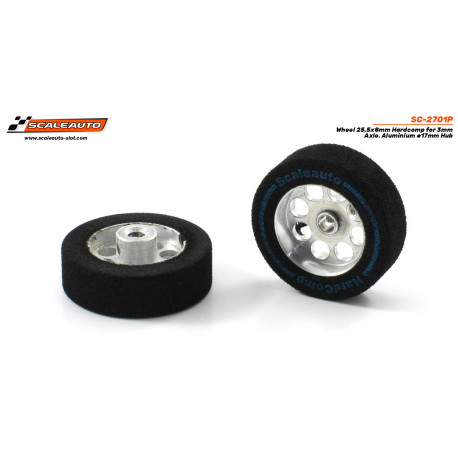 Roda Harcomp Esp. 25,5x8mm para eixo de 3mm. Aro de alumínio ø17mm