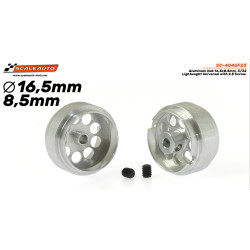 Jantes aluminio 16,5×8.5mm. Leve, eje 3/32 diam ext. 14,3mm