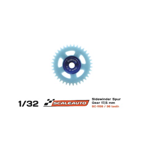 Cremalheira 36d. Sidewinder Ø17.5mm Procomp-RS Nylon Azul para Eje 3/32 (2.38mm) y Tornillo M2. Scaleauto