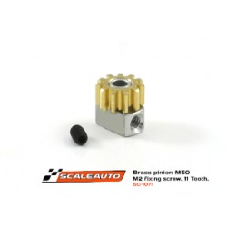 Brass Pinion 11 Tooth M50 for 2mm. motor axle. diam.6.50mm with M2 fixing screw