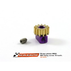 Brass pinion 13 tooth m50 for 2mm. motor axle. diam.6.75mm with m2 fixing screw
