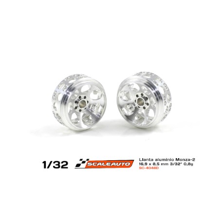 Jante Aluminio 16.9x8,5mm. Monza-2 para Eje 3/32 (2,38mm).parafuso M2. Peso 0,8gr.